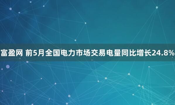富盈网 前5月全国电力市场交易电量同比增长24.8%